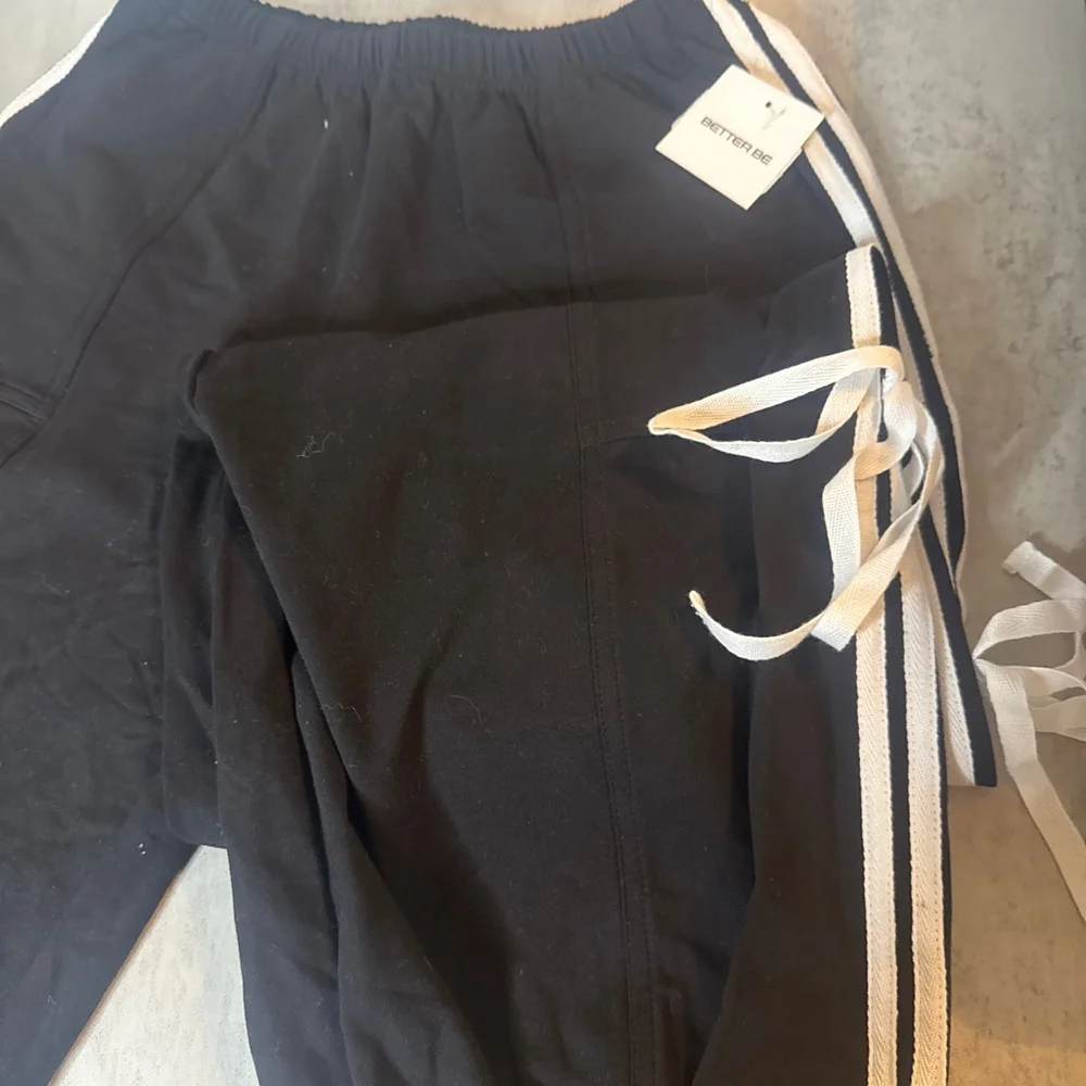 Juniors BETTER BE Black & White Striped Track Pants S